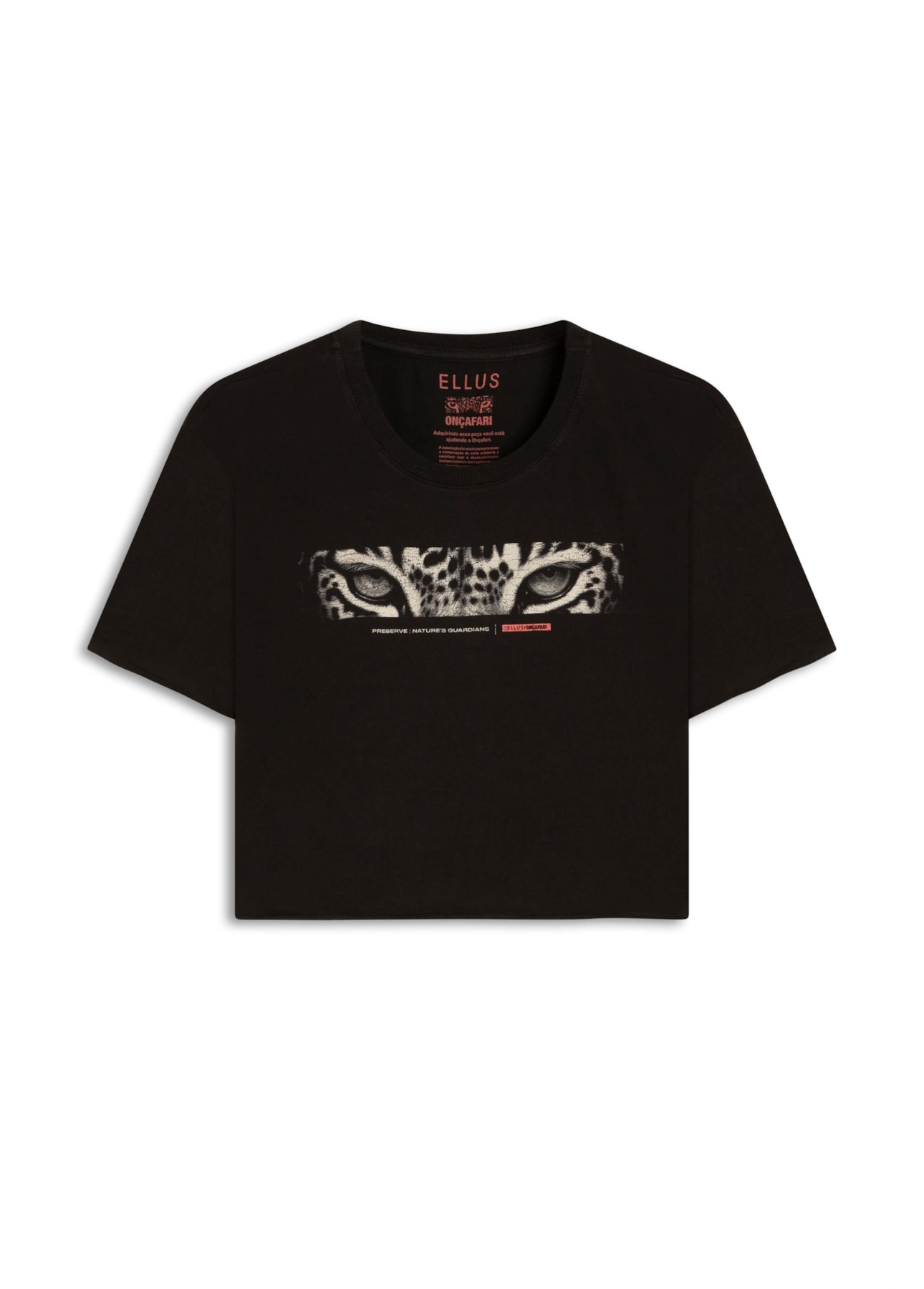 Blusa Ellus Onçafari Eyes Boxy Cropped Preto