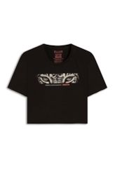 Blusa Ellus Onçafari Eyes Boxy Cropped Preto