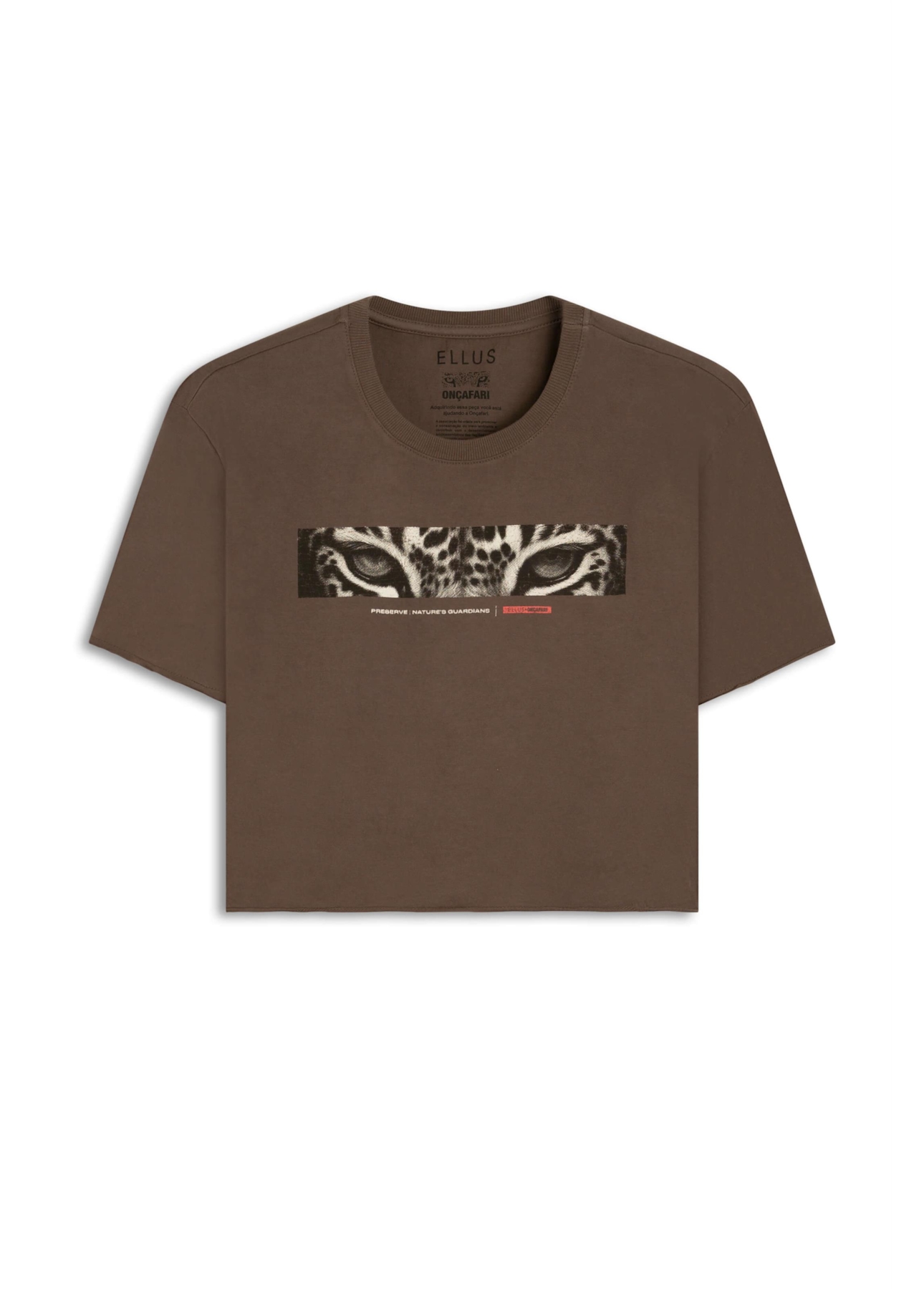 Blusa Ellus Onçafari Eyes Boxy Cropped Tabaco