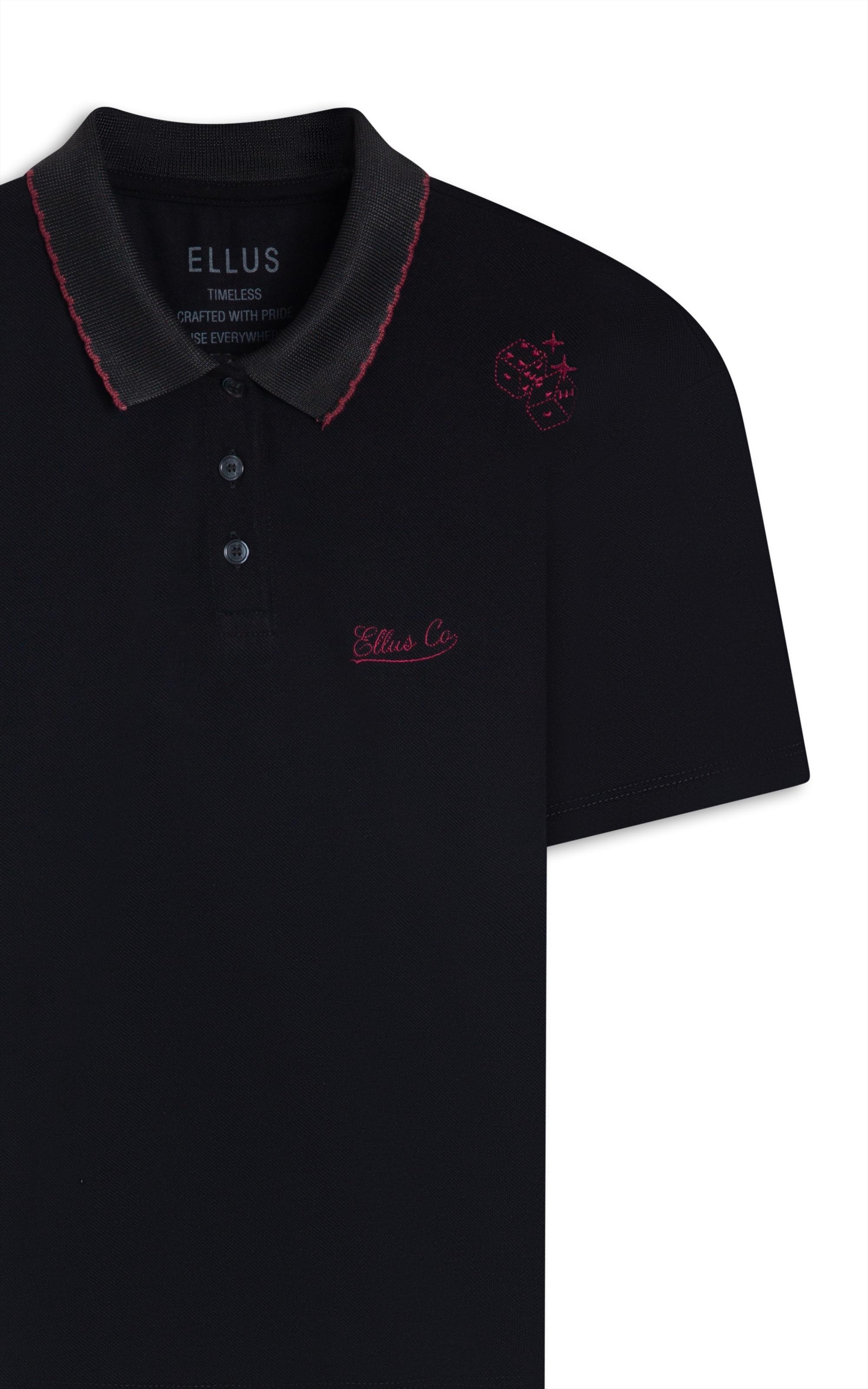 Blusa Ellus Polo Piquet Boxy Mc Preto