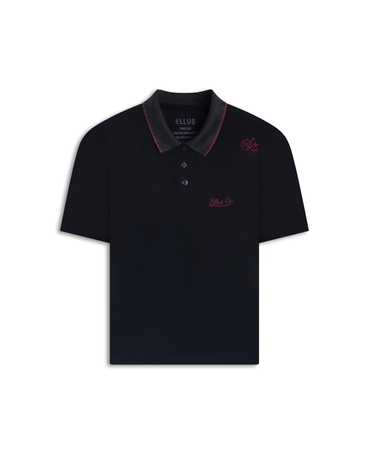 Blusa Ellus Polo Piquet Boxy Mc Preto
