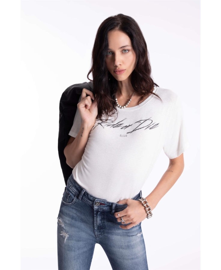 Blusa Ellus Ride Or Die Off White
