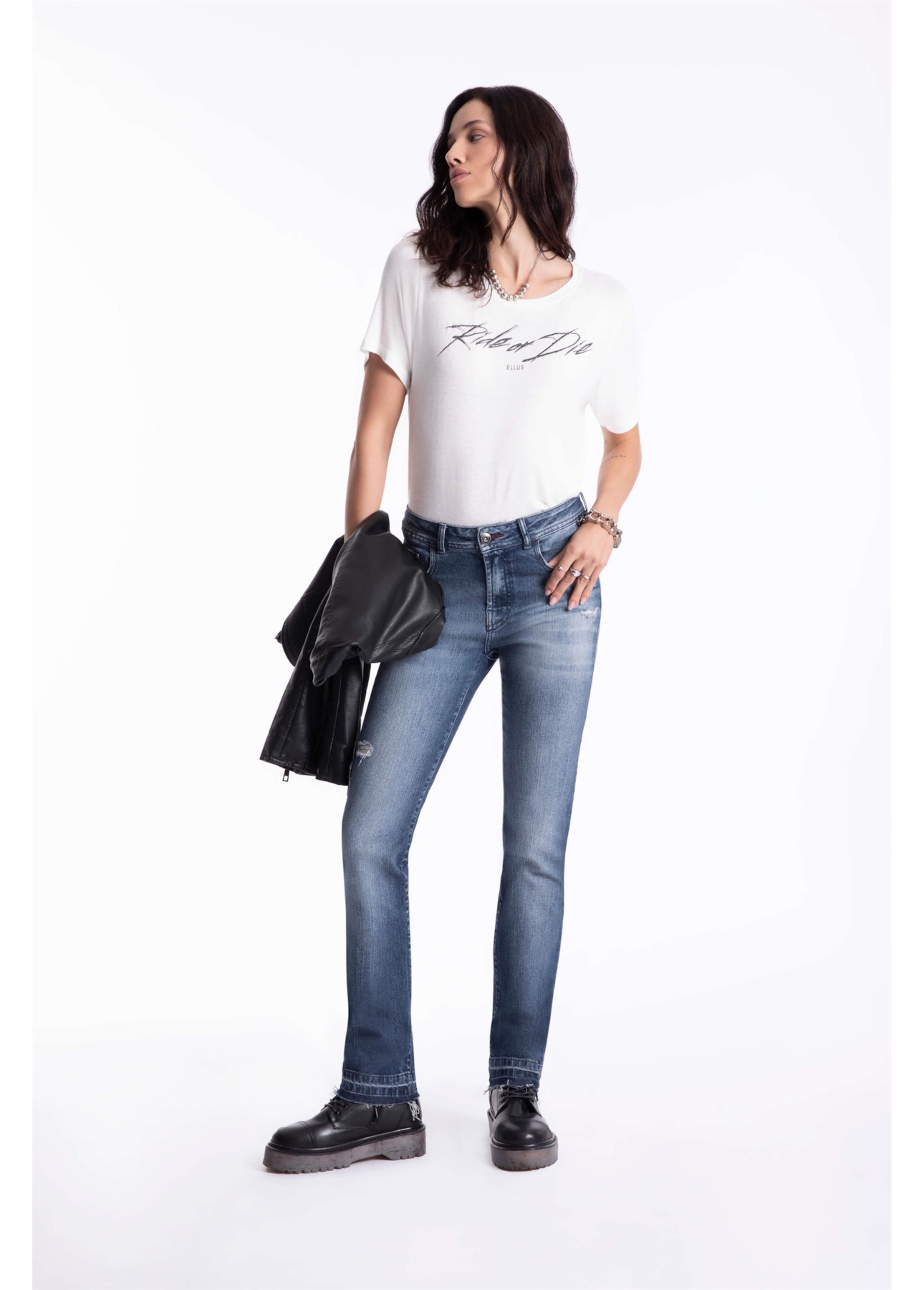Blusa Ellus Ride Or Die Off White