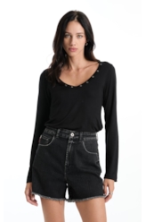Blusa Ellus Tricot Eyelets Preto