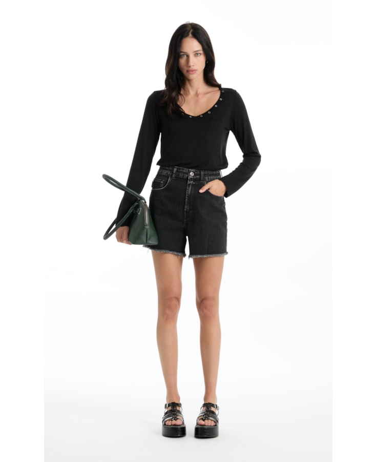 Blusa Ellus Tricot Eyelets Preto