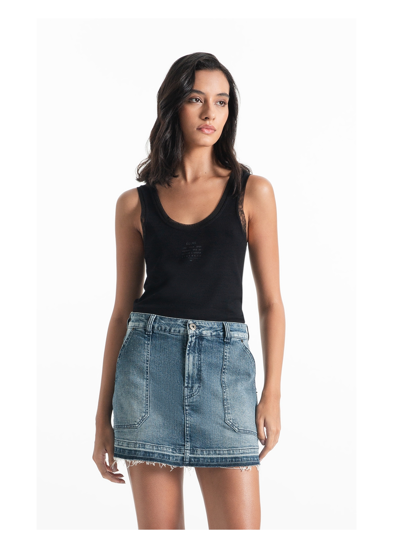 Blusa Ellus Tule Details Regata Preto
