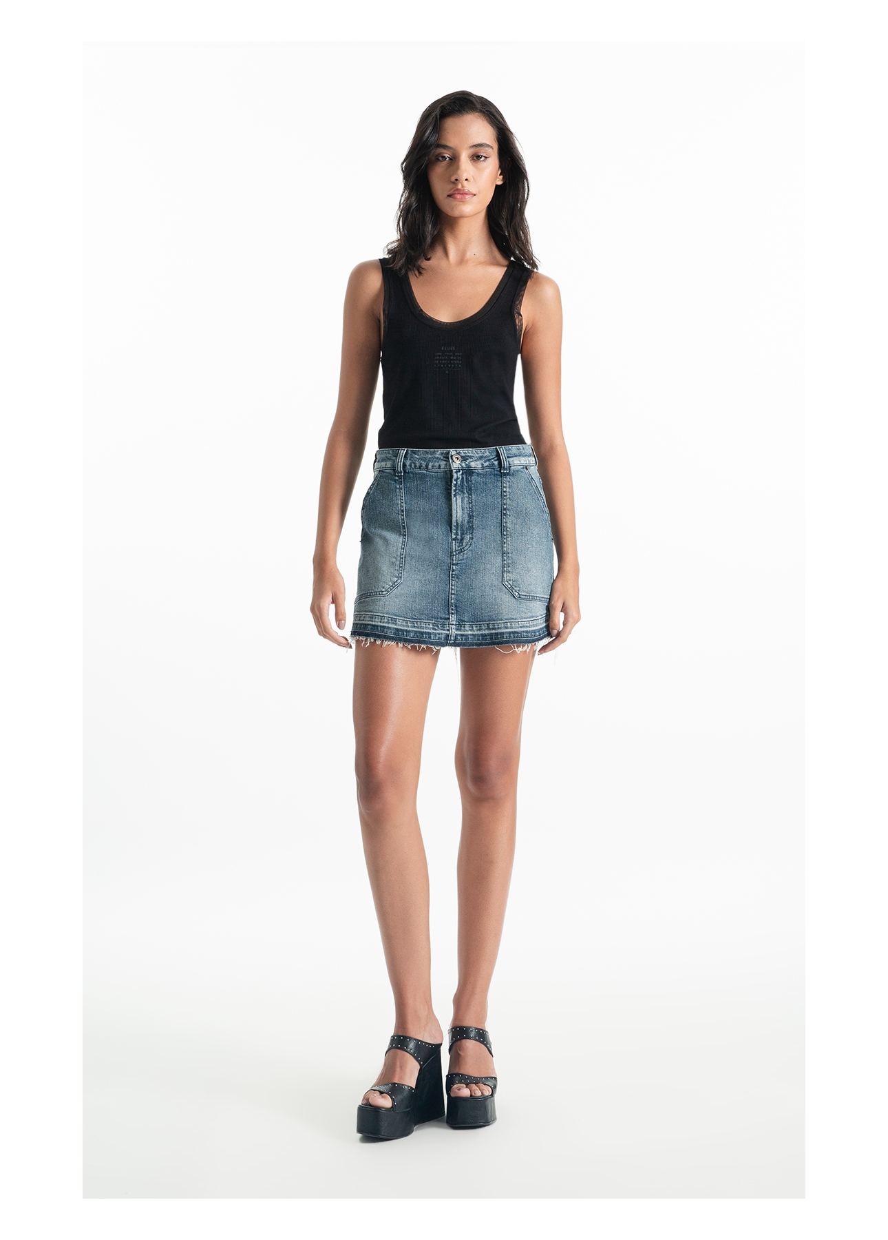 Blusa Ellus Tule Details Regata Preto