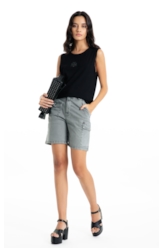 Blusa Ellus Tule Details Regata Recortes Preto