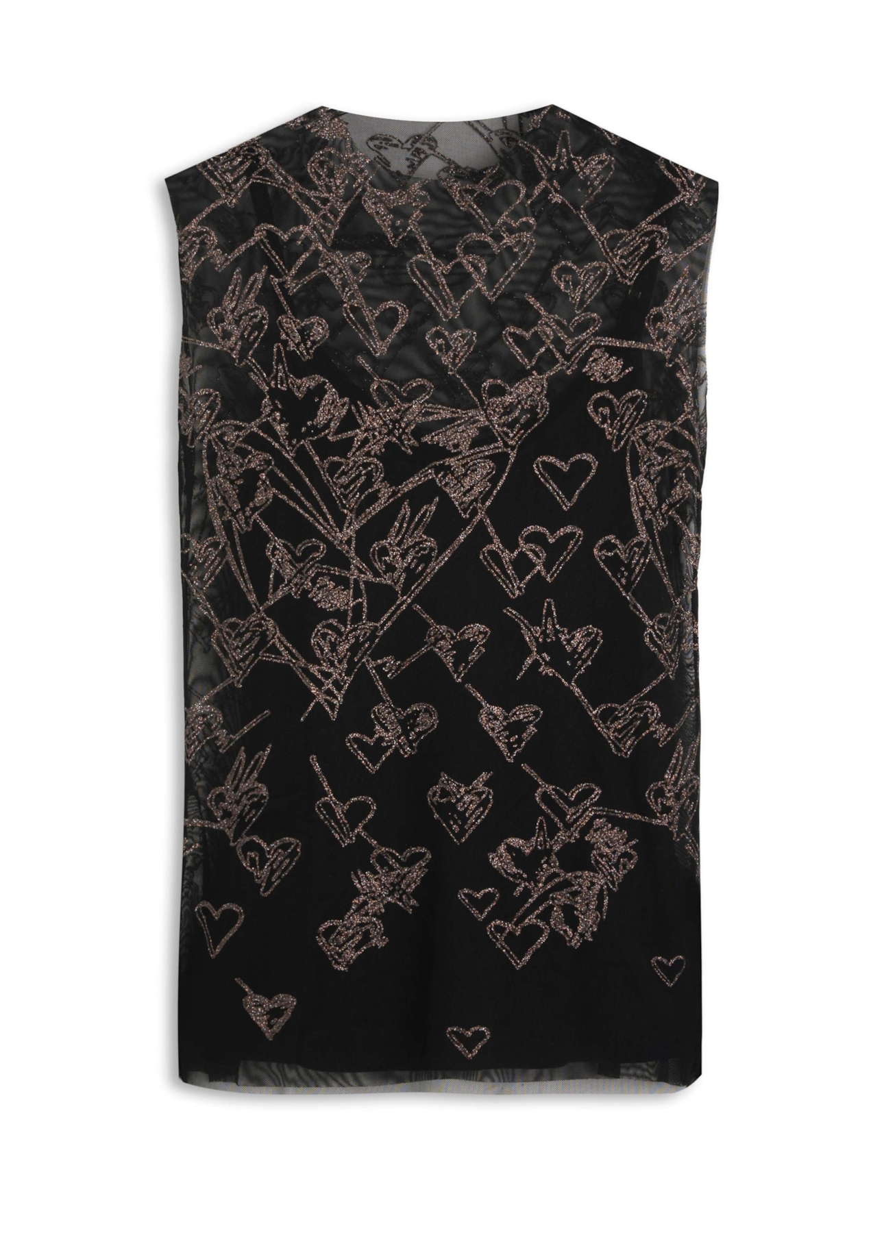 Blusa Ellus Tule Glitter Hearts Preto