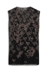Blusa Ellus Tule Glitter Hearts Preto