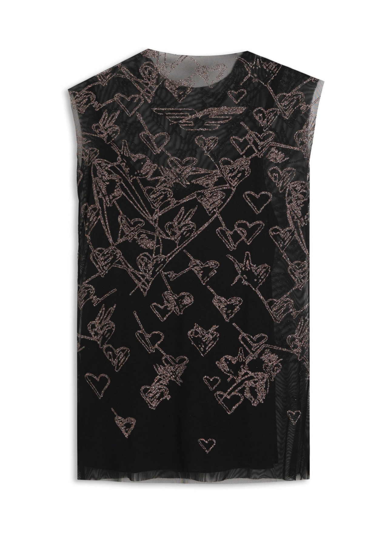 Blusa Ellus Tule Glitter Hearts Preto