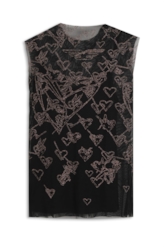 Blusa Ellus Tule Glitter Hearts Preto
