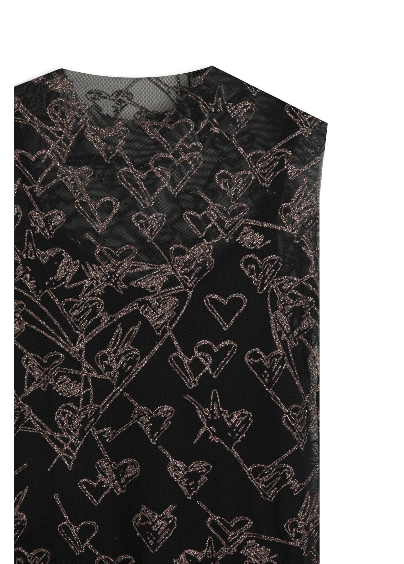 Blusa Ellus Tule Glitter Hearts Preto