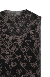 Blusa Ellus Tule Glitter Hearts Preto