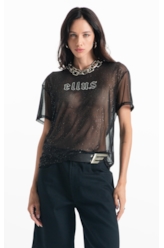 Blusa Ellus Tule Glitter Preto
