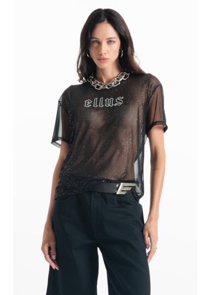 Blusa Ellus Tule Glitter Preto