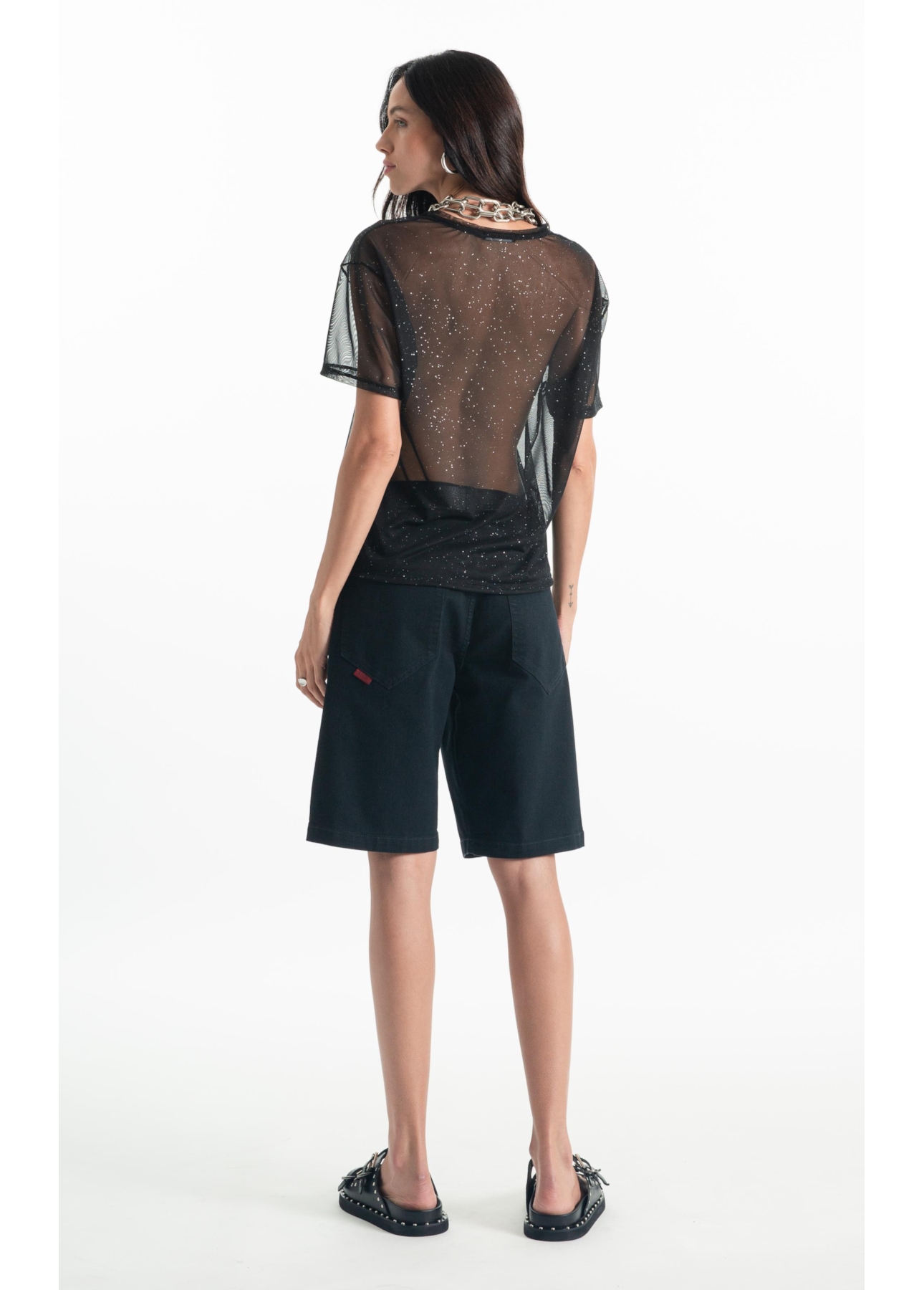 Blusa Ellus Tule Glitter Preto