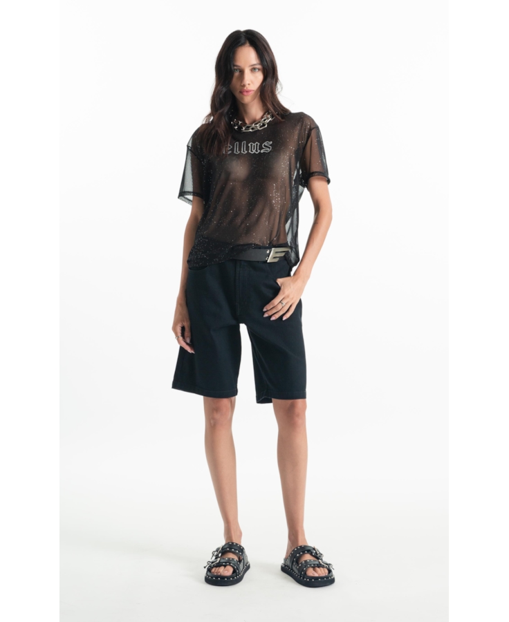 Blusa Ellus Tule Glitter Preto