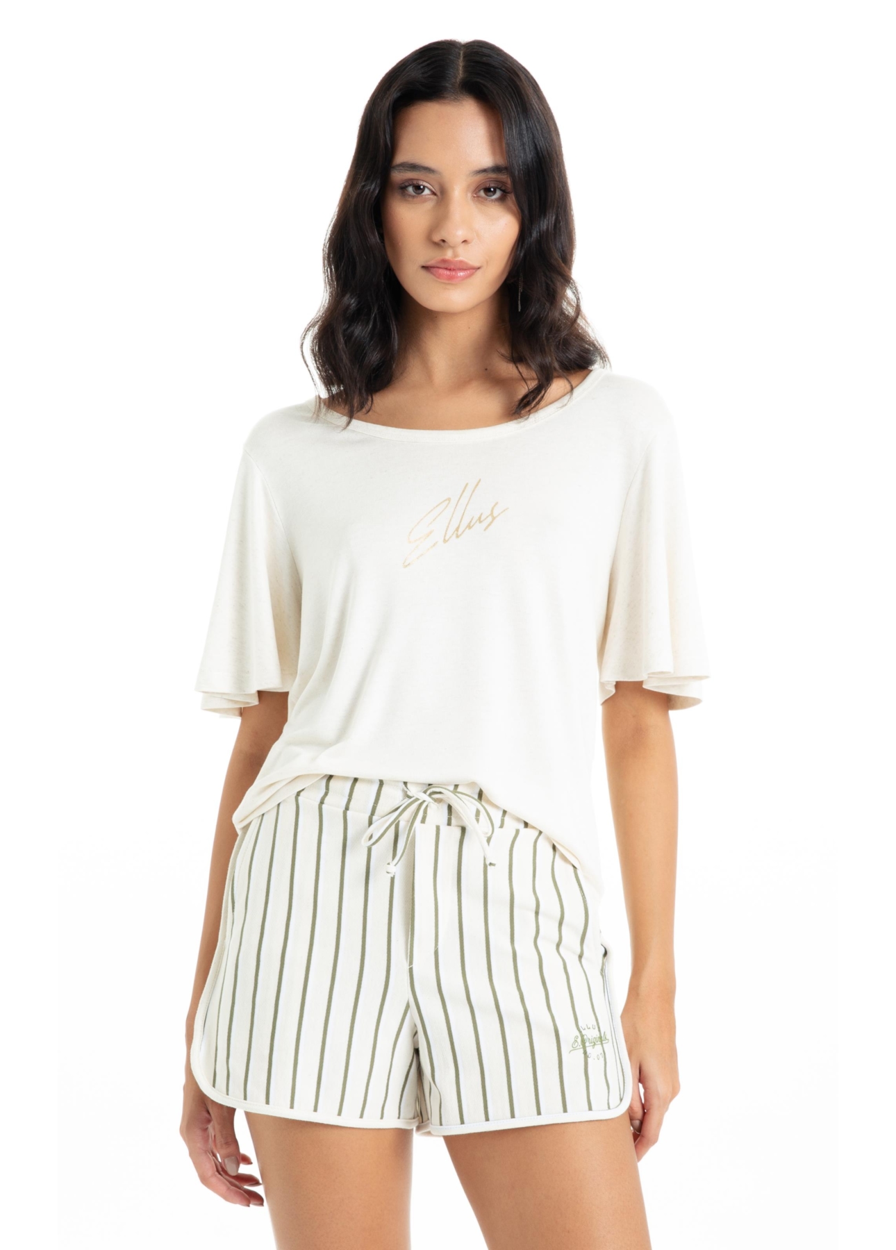 Blusa Ellus Visco Tricot Manga Lenço Natural
