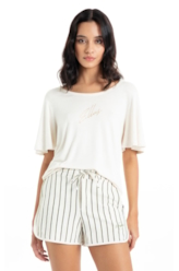 Blusa Ellus Visco Tricot Manga Lenço Natural