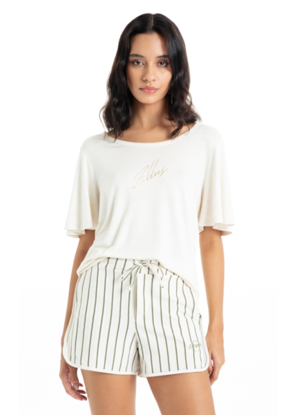 Blusa Ellus Visco Tricot Manga Lenço Natural