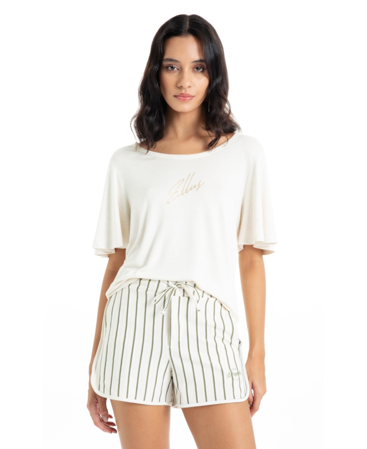 Blusa Ellus Visco Tricot Manga Lenço Natural