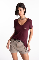 Blusa Ellus Viscolinho Basic Bordeaux