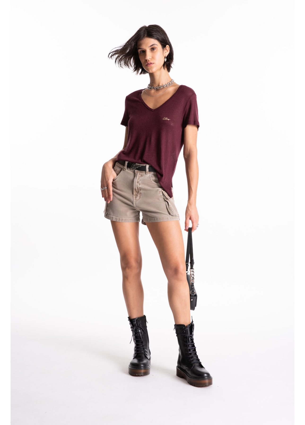 Blusa Ellus Viscolinho Basic Bordeaux