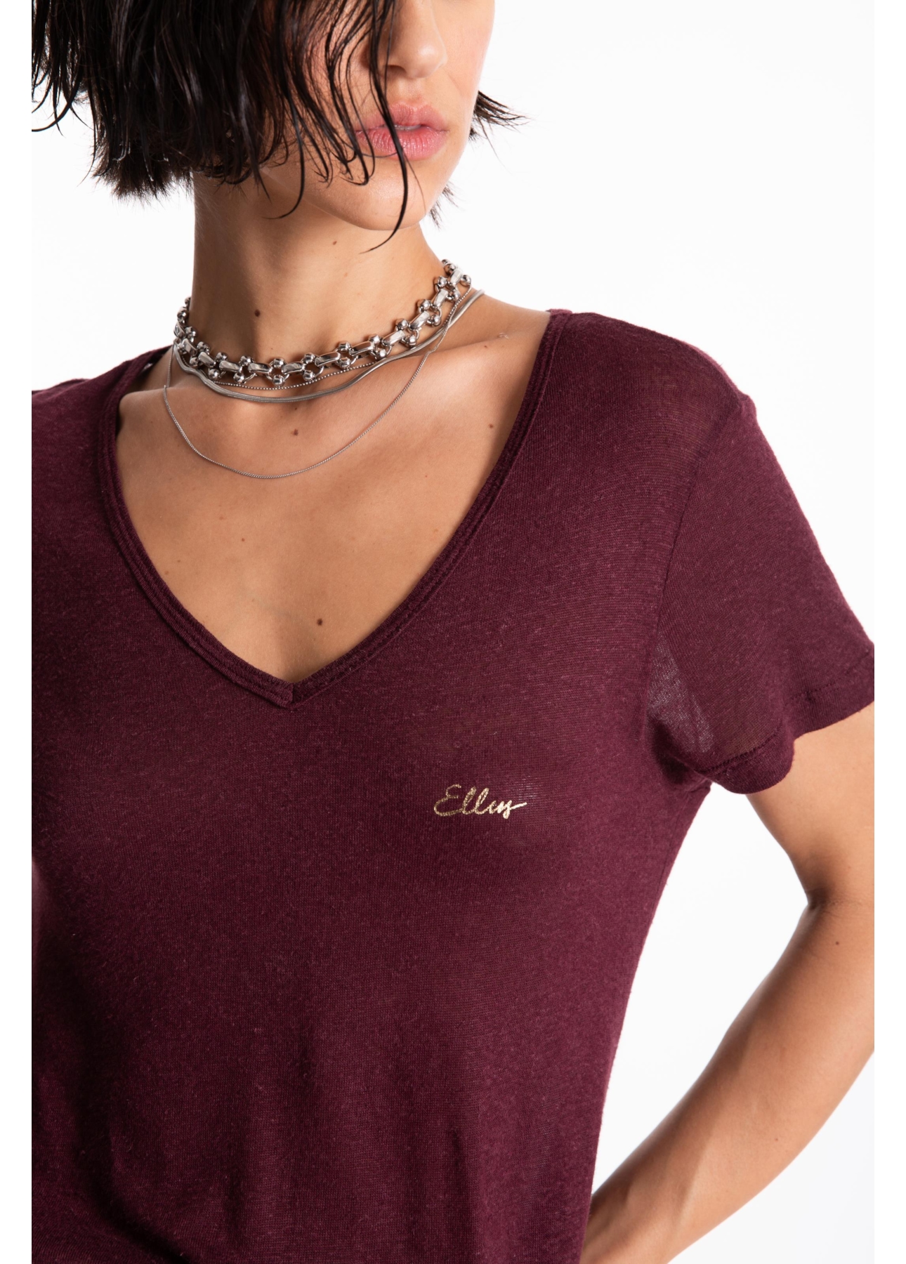 Blusa Ellus Viscolinho Basic Bordeaux