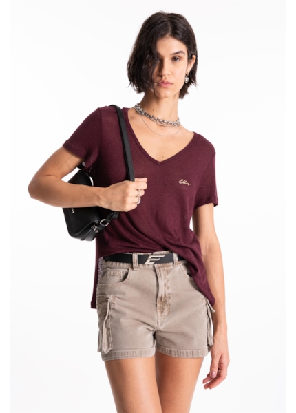 Blusa Ellus Viscolinho Basic Bordeaux