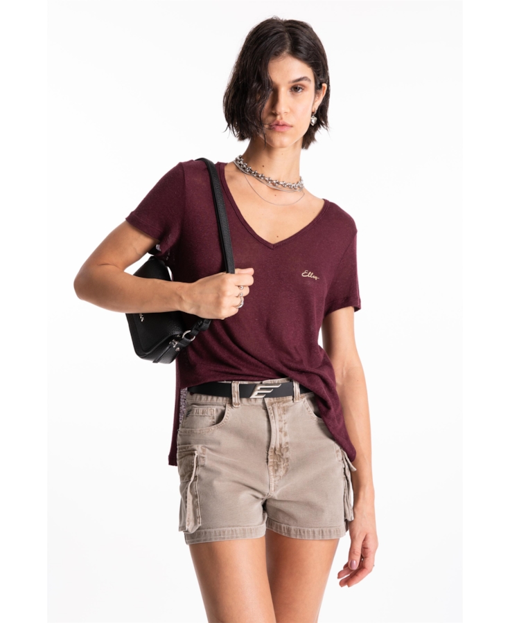 Blusa Ellus Viscolinho Basic Bordeaux
