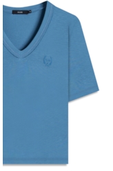 Blusa Ellus Viscolinho Decote v Azul Jeans