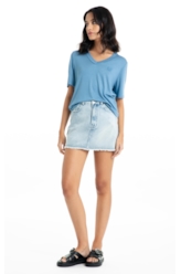Blusa Ellus Viscolinho Decote v Azul Jeans