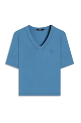 Blusa Ellus Viscolinho Decote v Azul Jeans