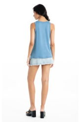 Blusa Ellus Viscolinho Regata Azul Jeans