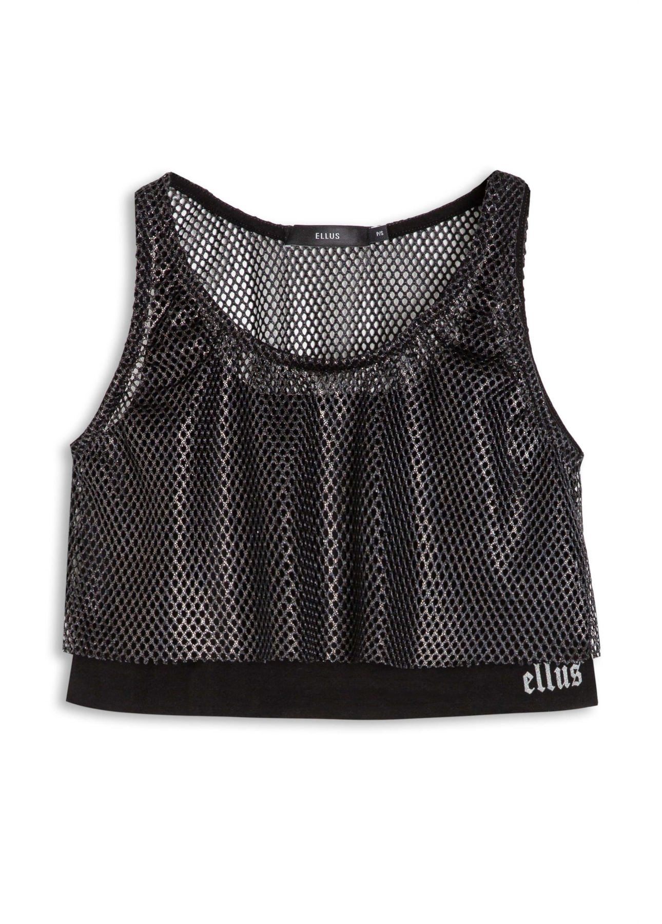 Blusa Ellus Viscolycra Mesh Croppe Preto