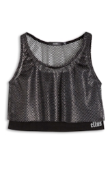 Blusa Ellus Viscolycra Mesh Croppe Preto
