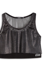 Blusa Ellus Viscolycra Mesh Croppe Preto