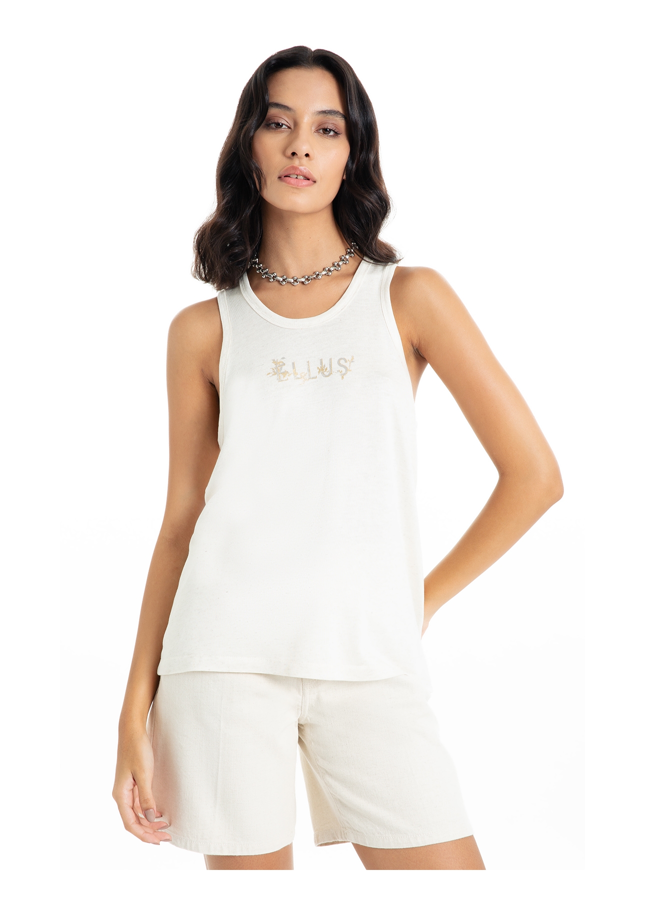 Blusa Ellus Viscotricot Sleeveless Natural