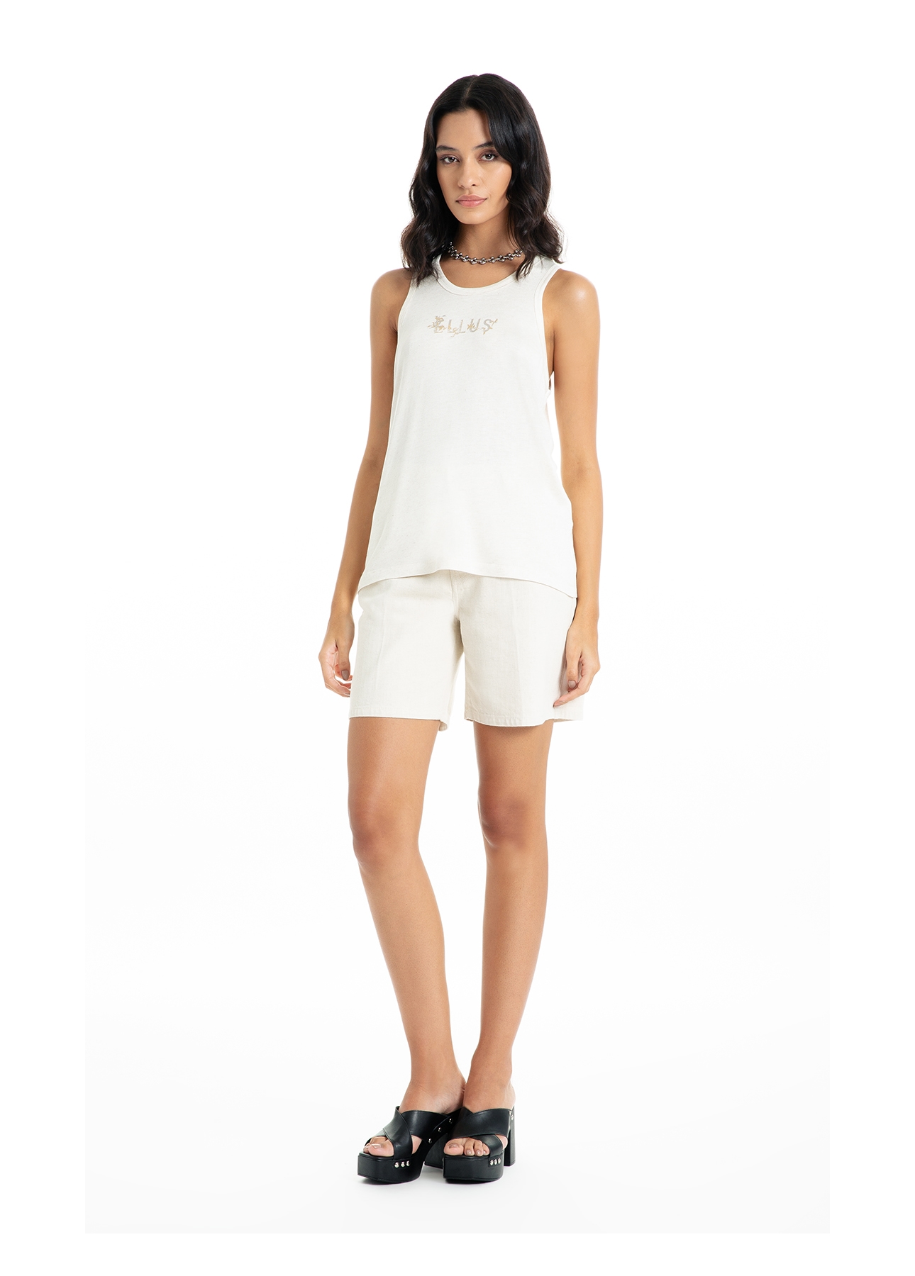Blusa Ellus Viscotricot Sleeveless Natural