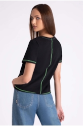 Blusa Flame Recortes Trancador Preto