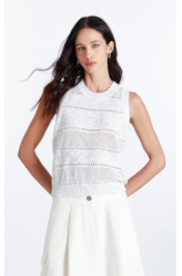 Blusa Flame Texture Stripes  Sleeveless Natural