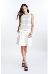 Blusa Flame Texture Stripes  Sleeveless Natural