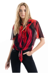 Blusa Flames Tied Tule Vermelho