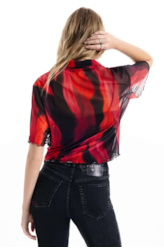 Blusa Flames Tied Tule Vermelho
