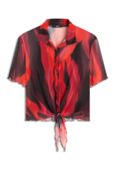 Blusa Flames Tied Tule Vermelho