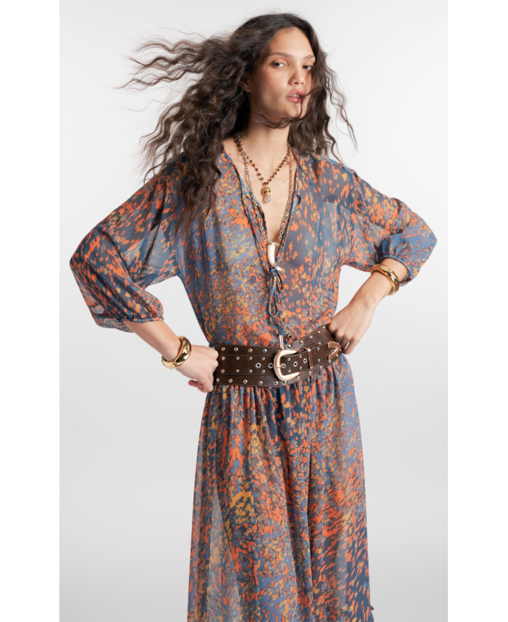 Blusa Floral Buttons Petroleo