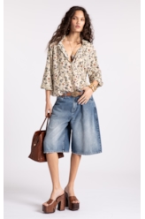 Blusa Floral Rolly Ruffle Areia