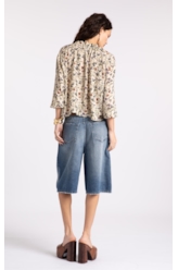 Blusa Floral Rolly Ruffle Areia