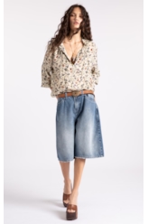 Blusa Floral Rolly Ruffle Areia